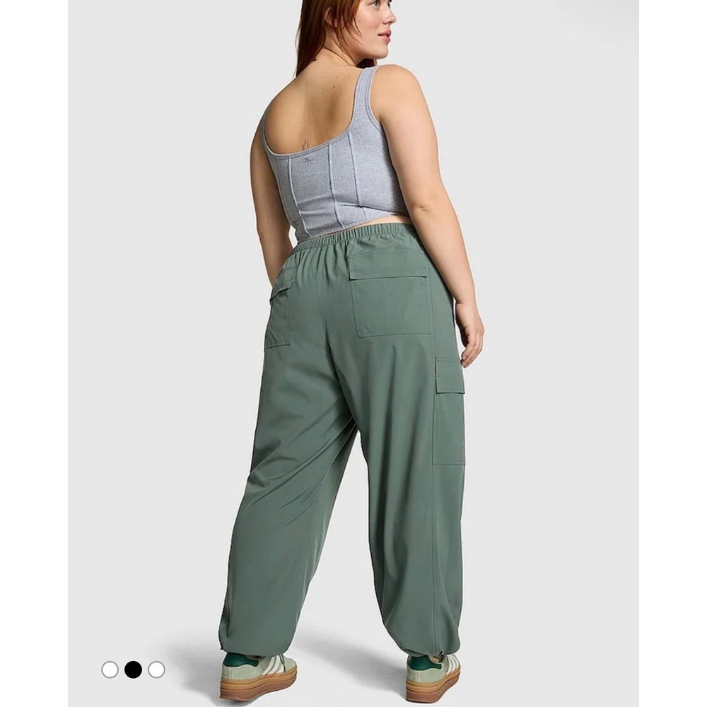 Victoria's Secret PINK Cargo‎ Pants Gray Parachute Drawstring Bungee Hem Large - Picture 5 of 6